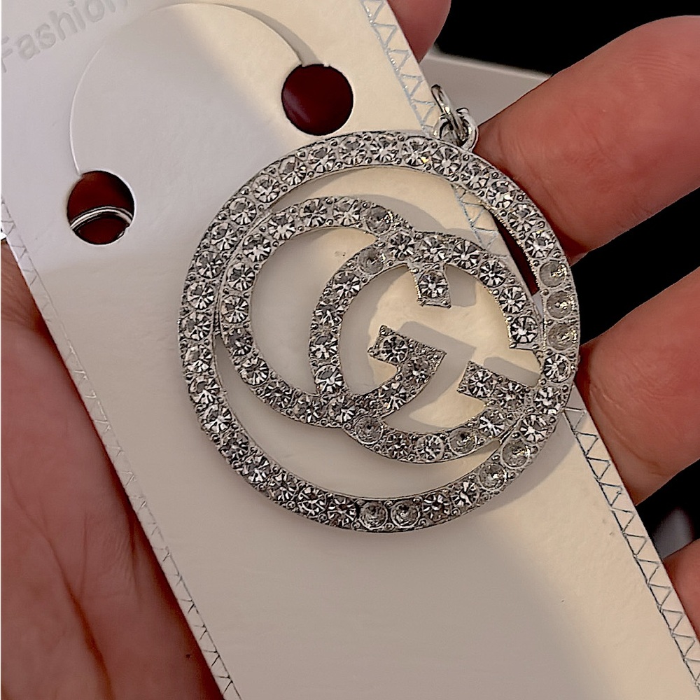 Silver Rhinestone GG Keychain Accessory - Picture 5 of 5